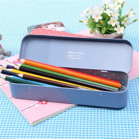 color pencil metal box|metal pencil case box.